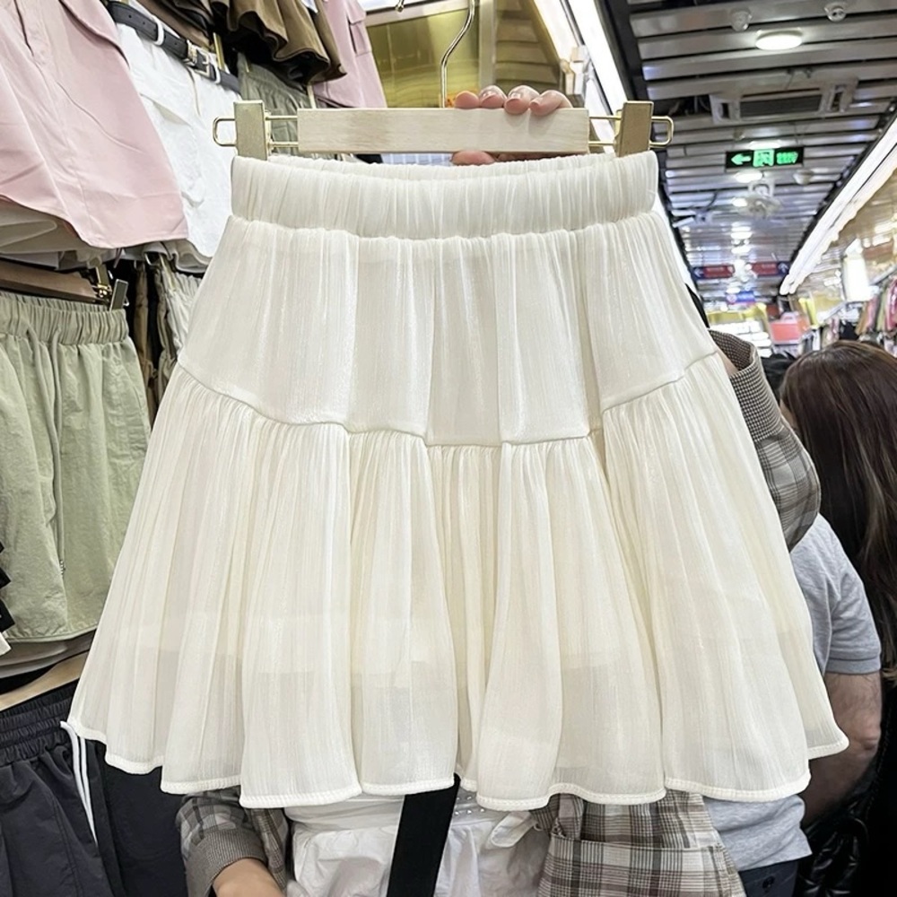 Women's Cream Tiered Circle Skirt